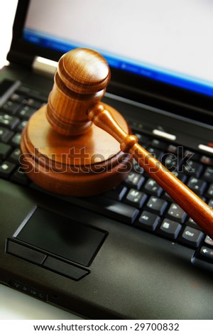 judges court gavel on a laptop computer