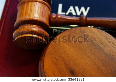 judges court gavel on a law book, from above