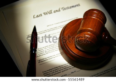 Last Will and Testament with legal gavel