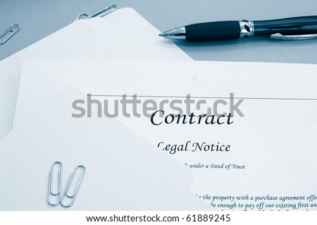 legal contract and office file folders