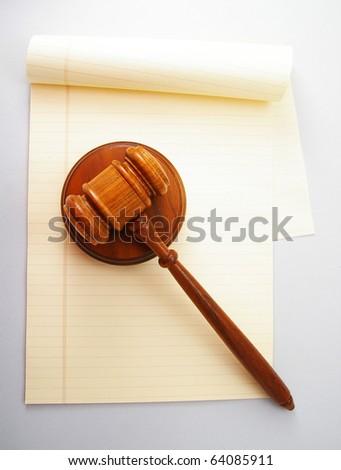 blank legal pad and law gavel