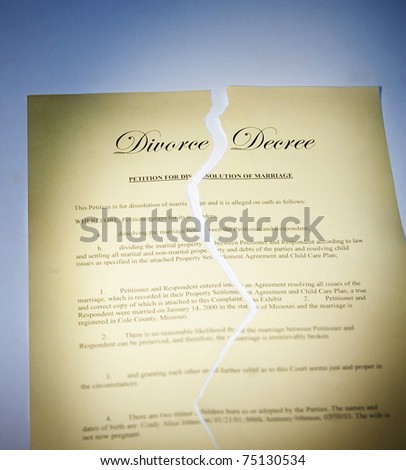 divorce decree document ripped in two