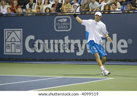 WESTWOOD, CA - JULY 21: Doubles team Bob (pictured) and Mike Bryan playing against Jeff Coetzee and Wesley Moodie at the US Open Series Countrywide Classic Semi-Finals on 7/21/07.