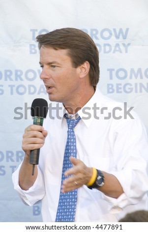 WEST HOLLYWOOD, CA - AUGUST 9:  Presidential Candidate, John Edwards speaking at a Small Change for Big Change fund raising event in West Hollywood, CA