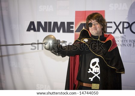 Anime Expo 2008, Los Angeles Convention Center, July 5th, 2008:  Anime fan portraying Captain Harlock, from \