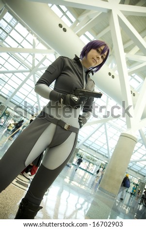 LOS ANGELES - JULY 5:  Anime fan portraying \'Motoko Kusanagi\' from \'Ghost in the Shell\' at the 20008 Los Angeles Anime Expo at the LA Convention Center.