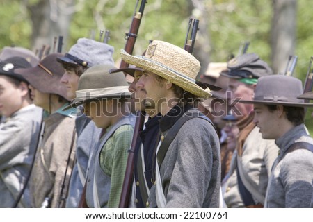 HUNTINGTON BEACH, CA - AUGUST 30:  Civil war re-enactor as a confederate soldier. The annual \'Civil War Days\' brings together enthusiasts from all over the state. Taken at the 2008 event.