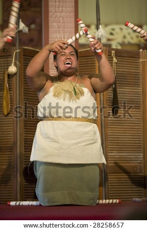 LA\'IE, HI - JULY 26: New Zealand student performs a Maori cultural dance in the Polynesian Cultural Center (PCC) in 2008. The PCC is Hawai\'i top paid attraction, and supports BYU students.