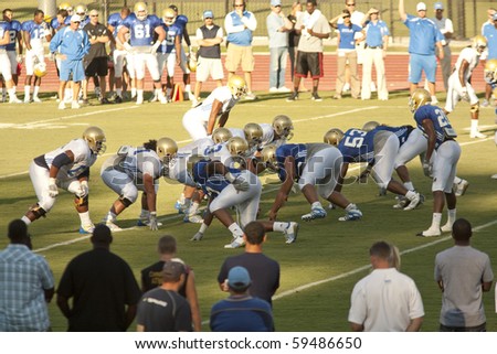 LOS ANGELES - AUGUST 21: UCLA Bruins scrimmage against each other on August 21, in Los Angeles.  Bruin fans came out to watch the free event.