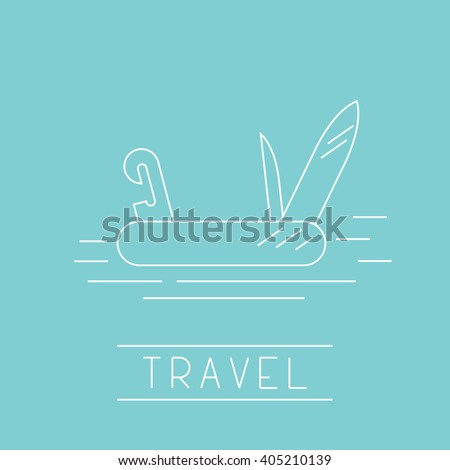 Perfect flat linear design icon or logotype of camping topic. Cool for apps, button, cards, logotype and identity. Jackknife or clasp-knife for your trip
