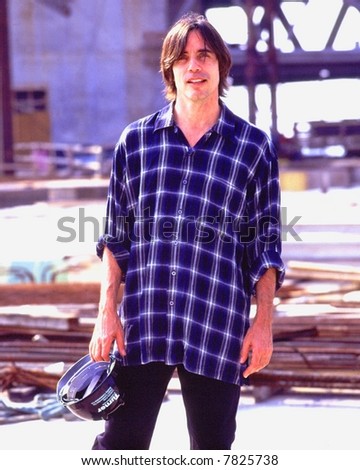 Jackson Browne, recording artist and muscian at The Rock and Roll Hall of Fame and Museum in Cleveland, Ohio during its construction phase in 1994.