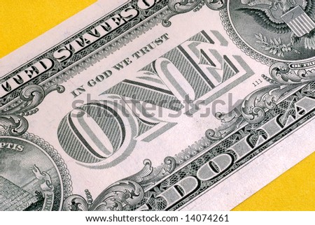 Money:  A close up of the American One Dollar Bill.