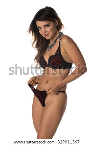 Beautiful Petite Brunette In Red And Black Lingerie 329011367 Beautiful Petite Brunette In Red And Black Lingerie 329011367