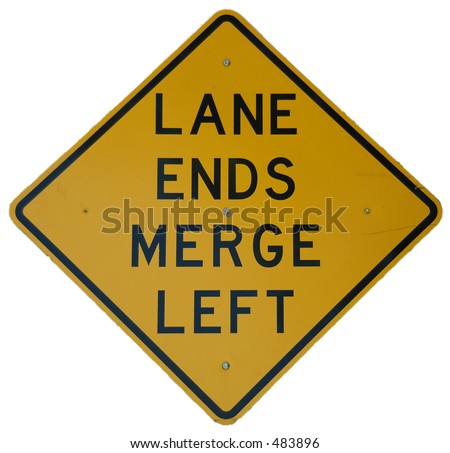 Lane Ends - Merge Left Sign Stock Photo 483896 : Shutterstock