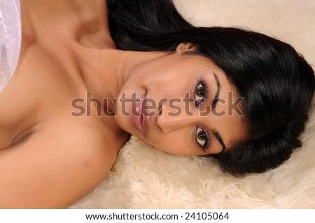 Closeup on the face of a beautiful young Indian woman