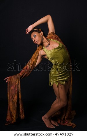 African-American dancer in a colorful costume