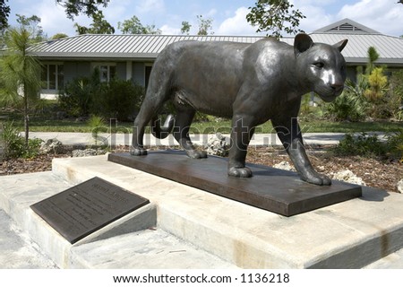 Sculpture of the florida panther outside the coe visitor center, main park entrance to the Everglades state national park which is a world heritage site, Florida, America, united states, usa
