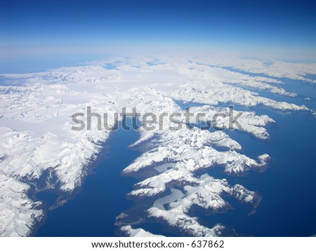 North to Alaska - aerial view,complete with fjords.