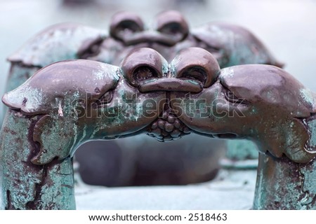 Fantasy beast heads forming handles on the top of medieval cannons, Ingolstadt, Germany.