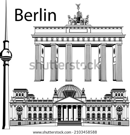 Vector illustration of main symbols of Berlin, Germany Foto d'archivio © 