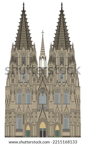 Cologne Cathedral of Saint Peter isolated on white background