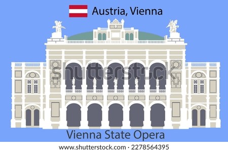 Vienna Opera House isolated on blue background