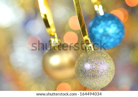 carnival decoration, colored hanging balls on bokeh background