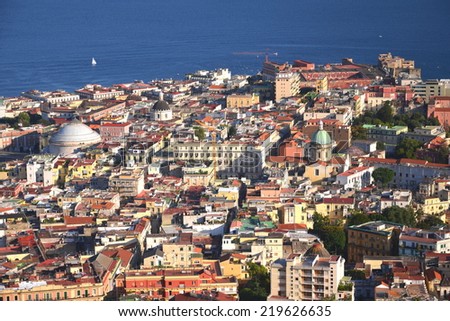 NAPLES, ITALY - AUGUST 17, 2014: Picturesque summer panorama of Naples, Italy.   Naples is the capital of Campania region and the third-largest municipality in Italy