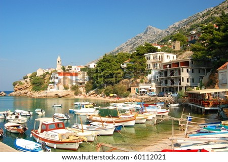 Picturesque view on dalmatian village Pisak in Croatia