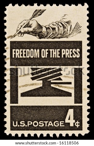 Freedom of the Press issue. Honoring  Journalism and freedom of the press. Issued in 1958