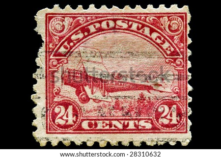DeHavilland Biplane was used for the delivery of mail between New York and San Francisco. Issued in 1923