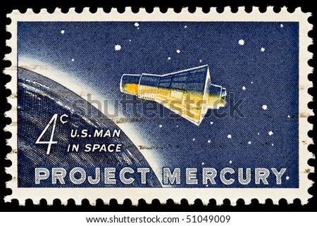 UNITED STATES - CIRCA 1960\'s : A stamp printed in United States. Mercury Capsule. United States - CIRCA 1960\'s