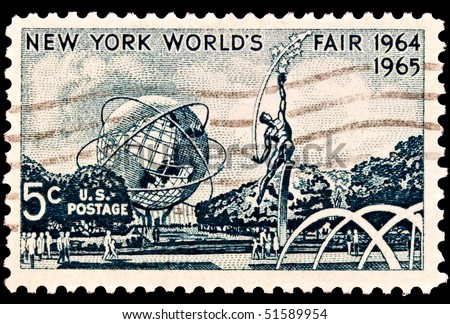 UNITED STATES - CIRCA 1960\'s : A stamp printed in United States. New Yorks Worlds Fair. flushing Meadow Park 1964-1965.  United States - CIRCA 1960\'s
