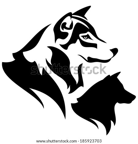 Wolf Profile Outline And Silhouette - Black And White Design Stock ...