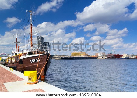 GDYNIA, POLAND -  MAY 19, : Restaurant ship on the water of Baltic Sea in Gdynia on 19 May 2013. Restaurant ship is local tourist attraction in Gdynia, Poland.