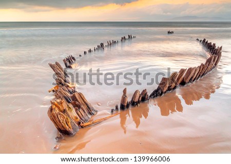 The Sunbeam ship wreck on the Rossbeigh beach, Co. Kerry, Ireland