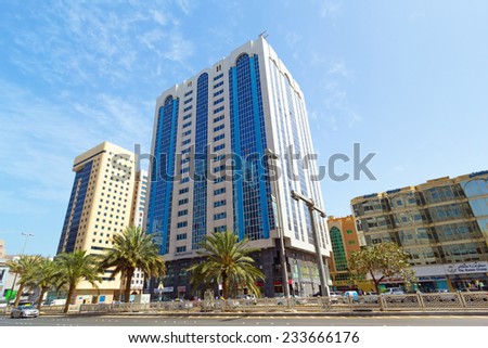 ABU DHABI, UAE - MARCH 25: Streets of Abu Dhabi on March 25, 2014, UAE. Abu Dhabi is the capital and the second most populous city in the United Arab Emirates with around 1 million people.