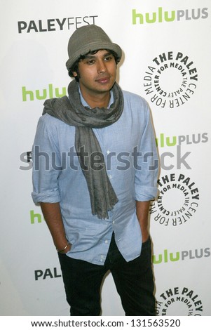 BEVERLY HILLS - MARCH 13: Kunal Nayyar arrives at the 2013 Paleyfest \