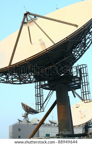 Satellite Communications Dishes on top of TV Station