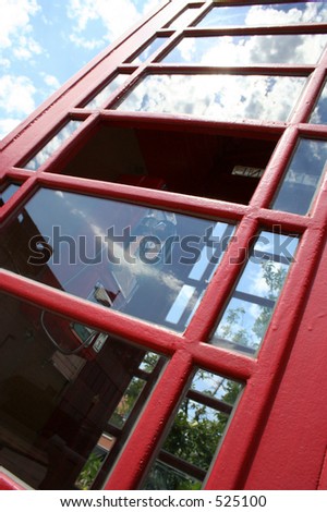 Perspective View of a Red Phone Booth