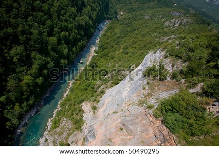 Montenegro. Tara river canyon in bright sunny weather. The deepest canyon in Europe. Summer