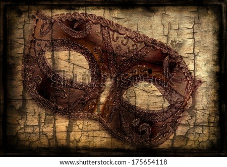 Abstract image of a party mask with a grunge affect. Abstract grunge mask.