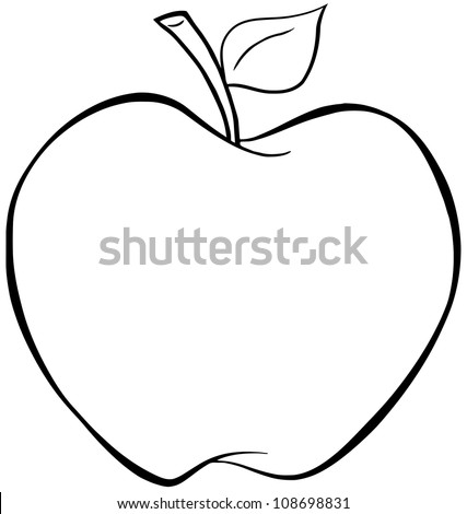 Outlined Cartoon Apple. Raster Illustration.Vector Version Also ...