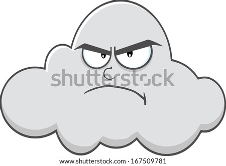 Angry Cloud Cartoon Mascot Character. Vector Illustration Isolated on white