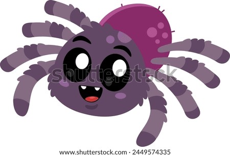 Cute Spider Cartoon Character. Vector Illustration Flat Design Isolated On Transparent Background