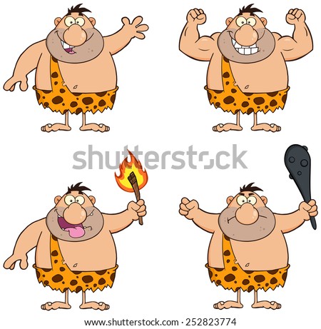 Funny Caveman Cartoon Character 1. Vector Collection Set - 252823774 ...