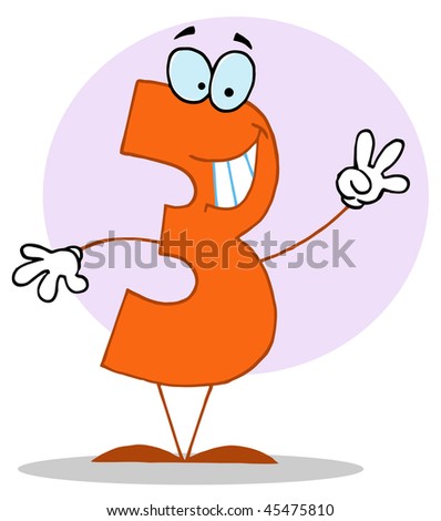 Funny Cartoon Numbers-3, Background Stock Vector Illustration 45475810 ...