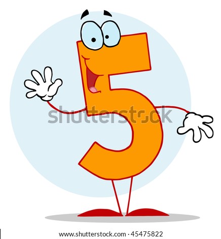 Funny Cartoon Numbers-5, Background Stock Vector Illustration 45475822 ...