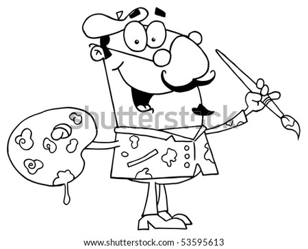 Clipart Illustration Of An Outlined Painter - 53595613 : Shutterstock