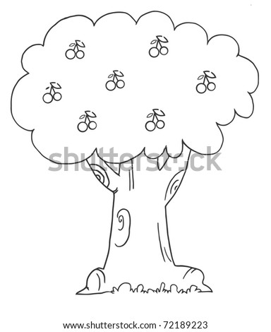 Coloring Page Outline Of A Cherry Tree Stock Photo 72189223 : Shutterstock